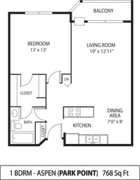 1 bed, 1 bath, 768 sqft, $1,375