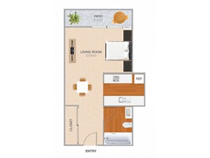 Studio, 1 bath, 294 sqft, $2,211