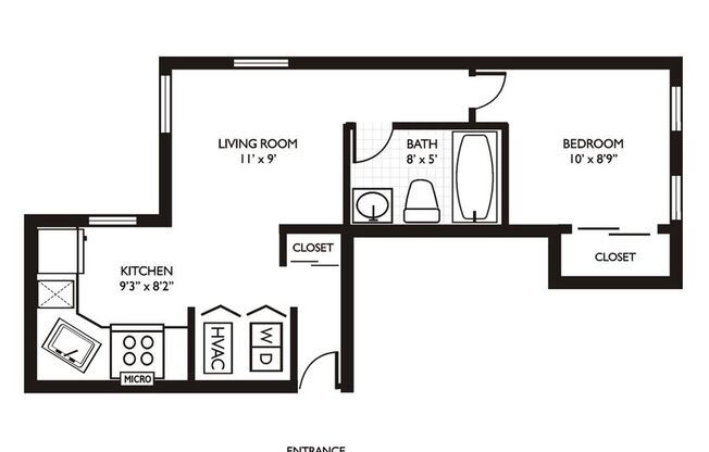 1 bed, 1 bath, 373 sqft, $1,850, Unit 404
