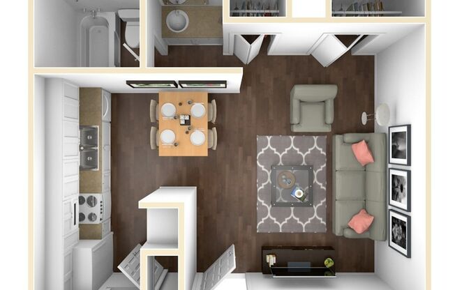 Studio, 1 bath, 415 sqft, $695