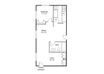 1 bed, 1 bath, 620 sqft, $1,380