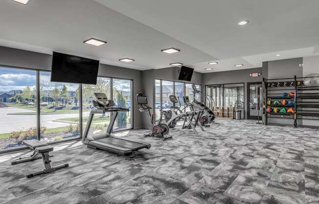 Fitness center at the Quarry Apartments in DeWitt Michigan