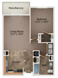 1 bed, 1 bath, 719 sqft, $1,036