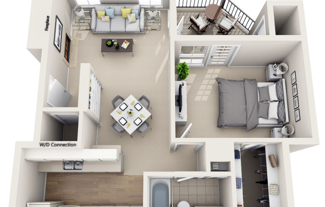 1 bed, 1 bath, 708 sqft, $1,379