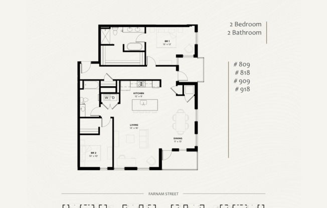 2 beds, 2 baths, 1,439 sqft, $3,800, Unit 818