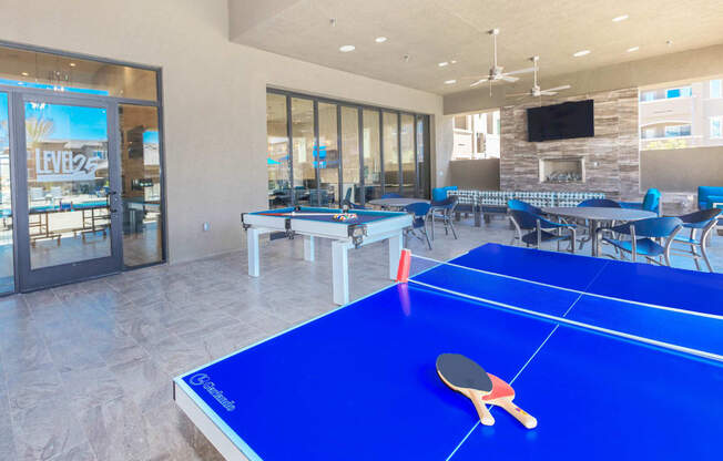 Game room at Level 25 at Oquendo by Picerne, Las Vegas, NV