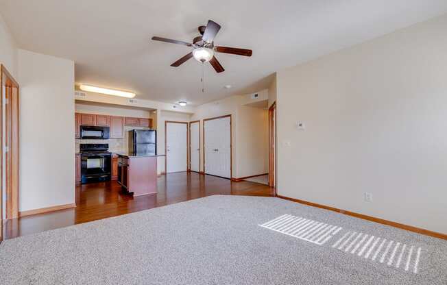 Spacious Living Area with Carpet