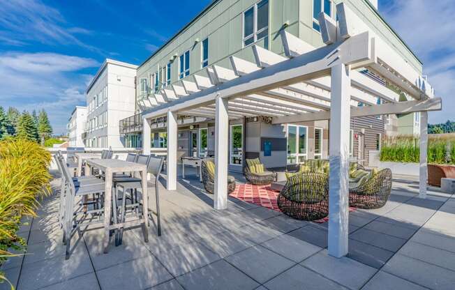 looking into arbor outdoor lounge area