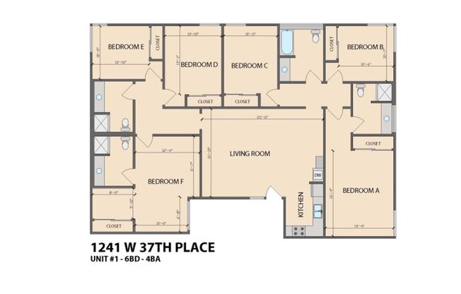 6 beds, 4 baths, $7,900, Unit #1