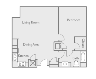 1 bed, 1 bath, 695 sqft, $1,291