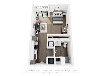 Studio, 1 bath, 523 sqft, $1,575