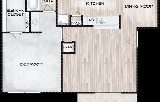 1 bed, 1 bath, 665 sqft, $925