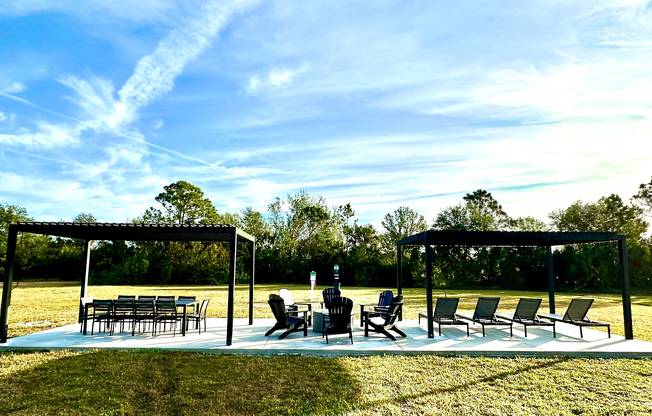 Enjoy serene moments in this exquisite outdoor seating oasis, perfect for gatherings and relaxation.