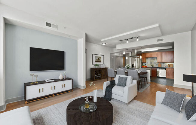 a living room with a couch and a coffee table
