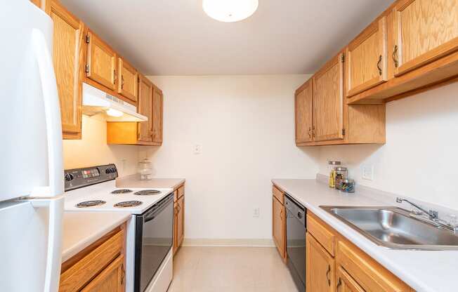 Two bedroom kitchen with oven dishwasher and range