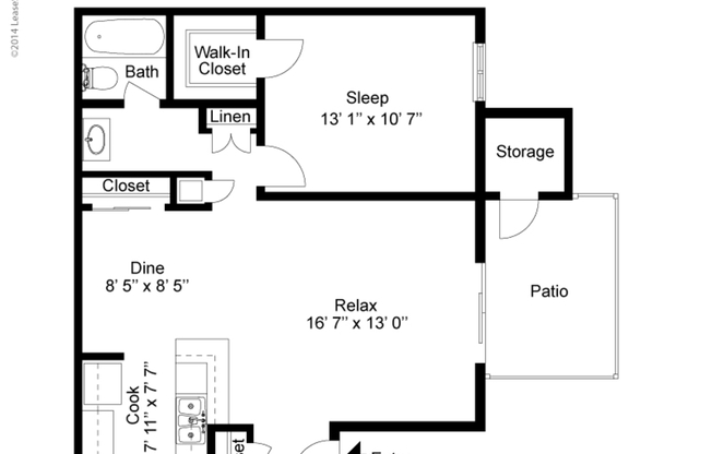 1 bed, 1 bath, 698 sqft, $2,081