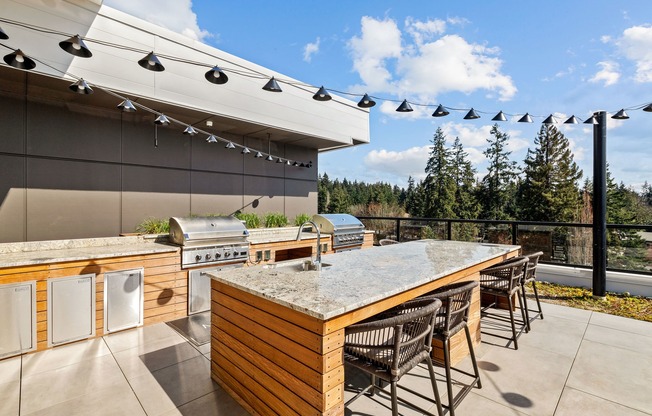 Rooftop deck with grilling stations