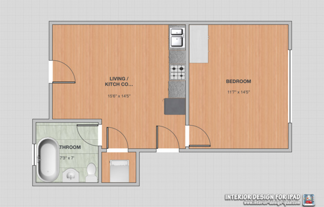 1 bed, 1 bath, 575 sqft, $1,650, Unit GR 716-1S