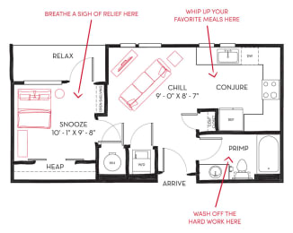 1 bed, 1 bath, 546 sqft, $1,590