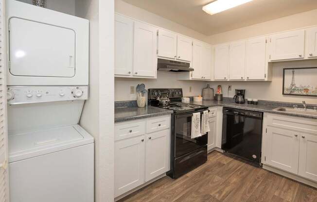 River Pointe model 1x1 kitchen and laundry
