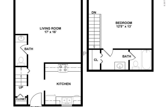 1 bed, 1.5 baths, 850 sqft, $970