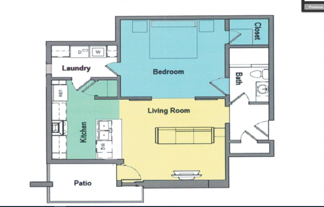 1 bed, 1 bath, 780 sqft, $905, Unit 423