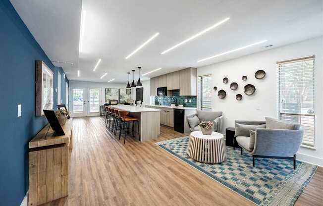 the preserve at ballantyne commons apartment living room and kitchen