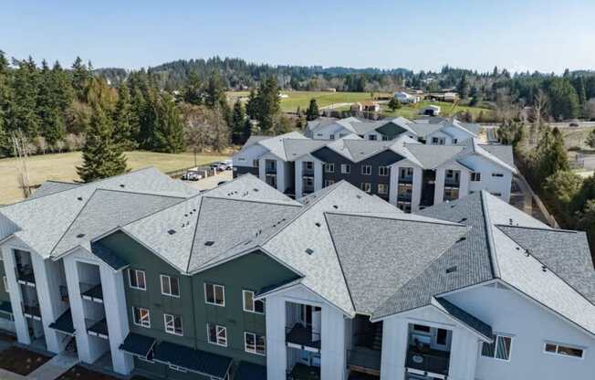 a view from above of a city with roofs and trees at Sonder Fields in Happy Valley, OR