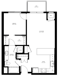 1 bed, 1 bath, 709 sqft, $1,730
