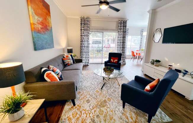 Living Room Interior at The Jax Apartments, San Antonio, 78230