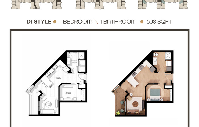 1 bed, 1 bath, 608 sqft, $1,895, Unit 303
