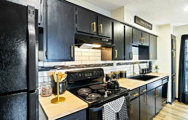 Experience the modern elegance of The WerX, featuring stylish black cabinetry and premium appliances in a spacious kitchen perfect for culinary enthusiasts. Elevate your lifestyle today and schedule a tour to see your future home!