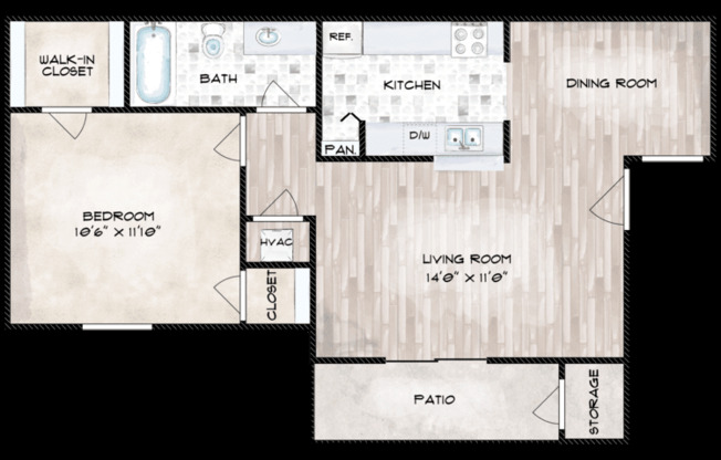 1 bed, 1 bath, 590 sqft, $1,025