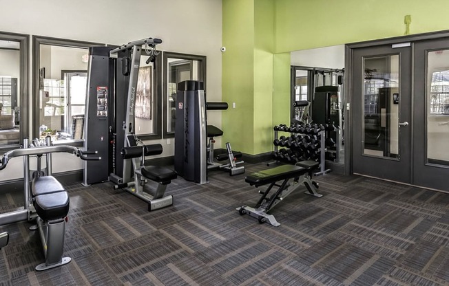 Fitness center at The Apex at Twin Creek in Bellevue, NE