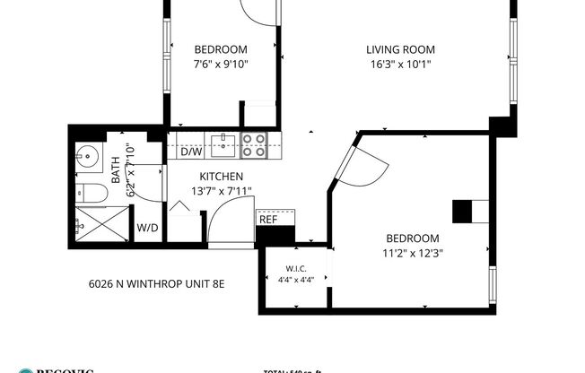 2 beds, 1 bath, 549 sqft, $2,450, Unit 8E