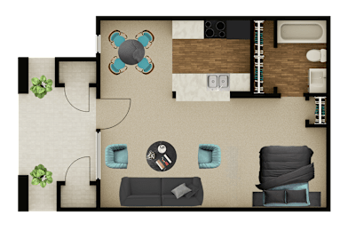 Studio, 1 bath, 480 sqft, $768