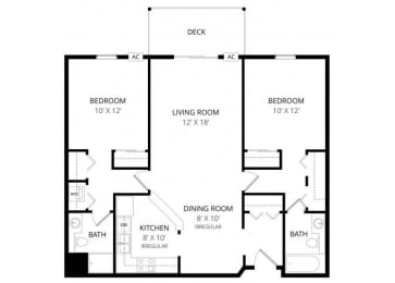 2 beds, 2 baths, 1,003 sqft, $1,835