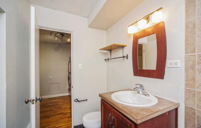 Bathroom with vanity storage