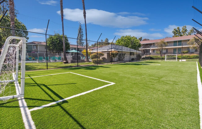 Community Soccer Field with Two Goal Posts at Forest Park Apartments in El Cajon, CA.