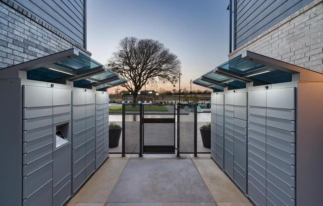 Convenient package lockers at Modera McKinney Ridge make everyday deliveries seamless, with easy access just steps from home.