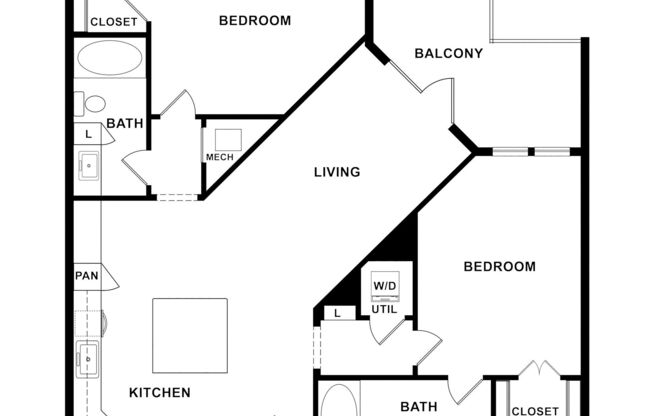 2 beds, 2 baths, 1,134 sqft, $1,909