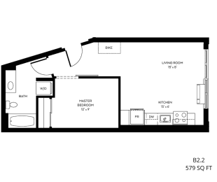 1 bed, 1 bath, 579 sqft, $1,609