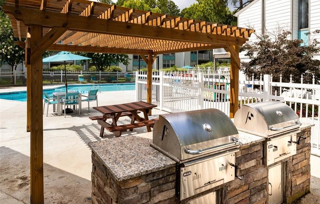 Grill station and picnic table  at Concord Crossing, Georgia