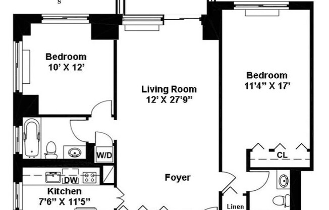 2 beds, 2 baths, 944 sqft, $9,500, Unit 12D