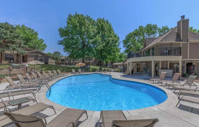 Relaxing Pool Area With Sundeck at Waterford Place Apartments & Townhomes, Overland Park, KS