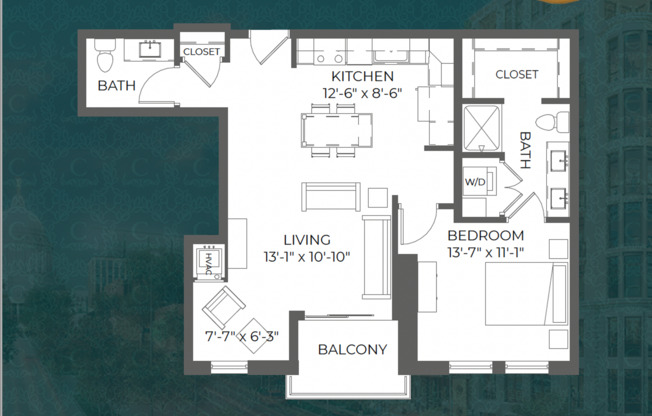 1 bed, 1.5 baths, 814 sqft, $2,850, Unit 909