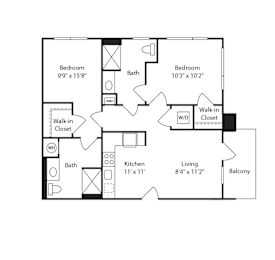 2 beds, 2 baths, 820 sqft, $5,098