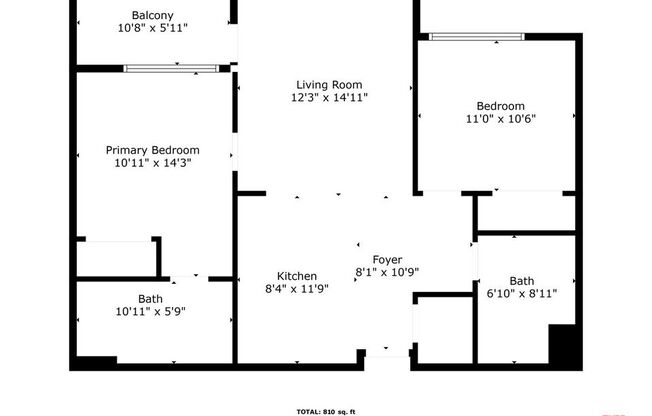 2 beds, 2 baths, 810 sqft, $4,495, Unit 104