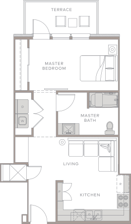 Studio, 1 bath, 611 sqft, $1,299