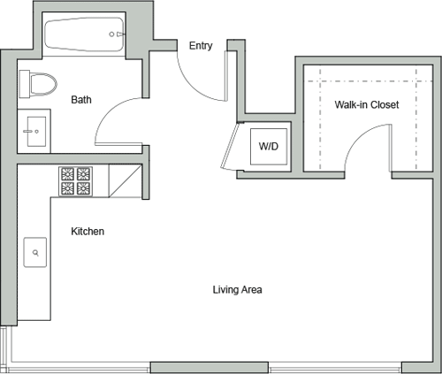 Studio, 1 bath, 466 sqft, $2,567, Unit 421
